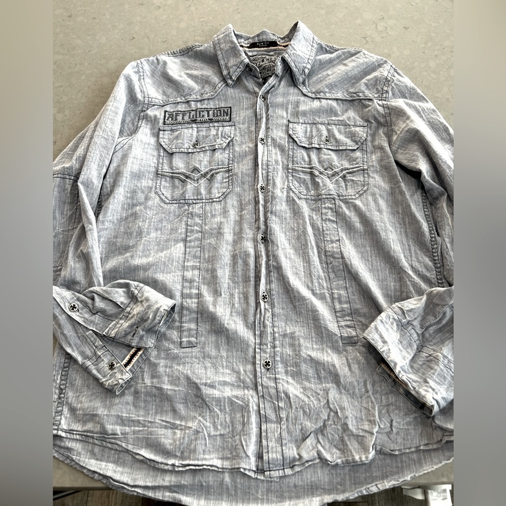 Affliction button up dress shirt. Men’s 2XL